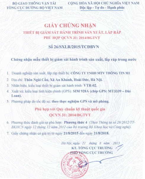 Giấy chứng nhận của tập đoàn viettel