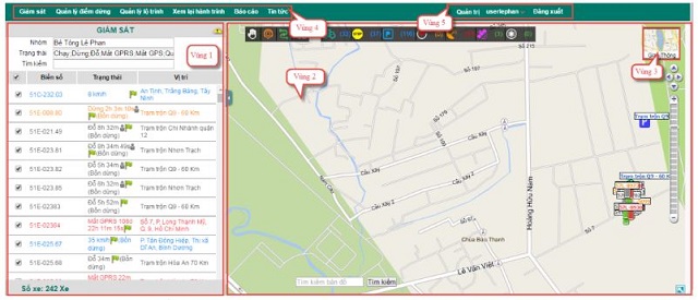 Các vùng làm việc trên phần mềm Vtracking Viettel Các vùng làm việc trên phần mềm Vtracking Viettel