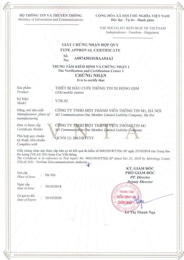 giấy chứng nhận giám sát hành trình viettel
