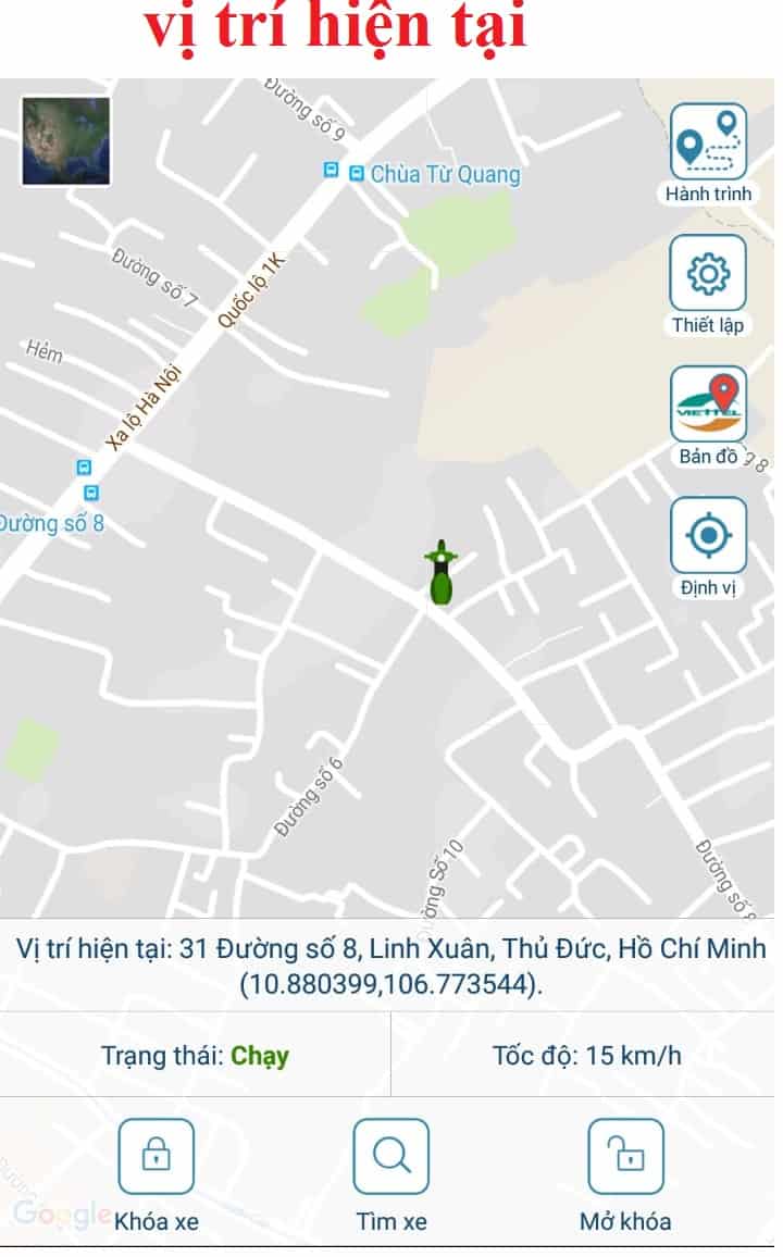 Vị trí hiện tại định vị xe quận 9