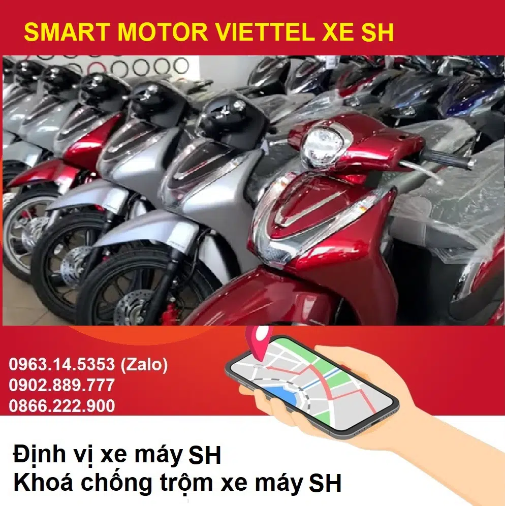 Lắp khóa chống trộm xe máy Smart Motor Viettel w2 cho xe SH