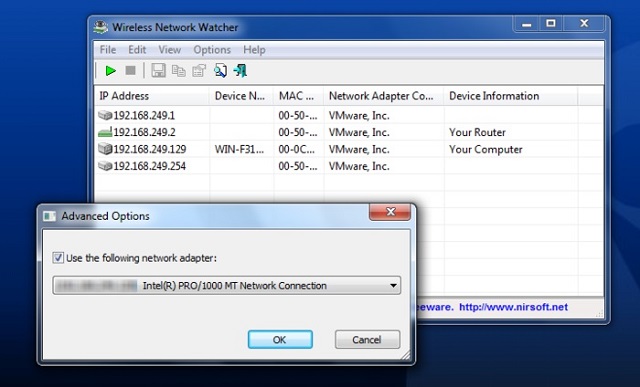  Wireless Network Watcher có nhiệm vụ xác định xem đâu là địa IP trang modem mà bạn đang sở hữu