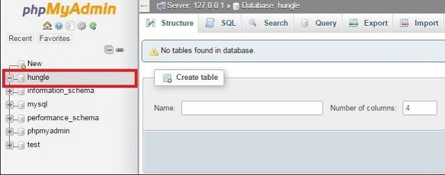 Cơ sở dữ liệu database mới được tạo lập thành công xuất hiện 