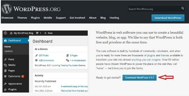Tiến hành download WordPress phiên bản mới nhất trên trang chủ WordPress.org