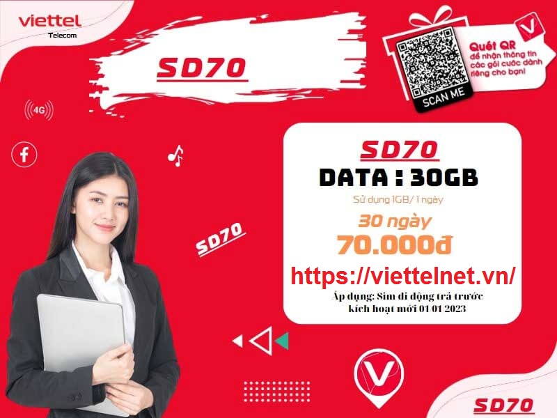 gói cước SD70 Viettel