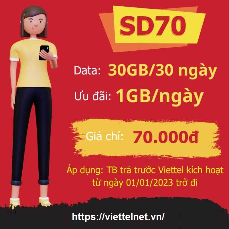 đăng ký gói SD70 của Viettel