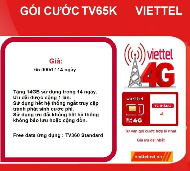 goi cuoc viettel TV65K