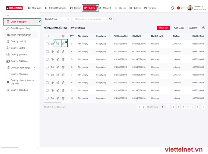 Quản lý công ty vtracking