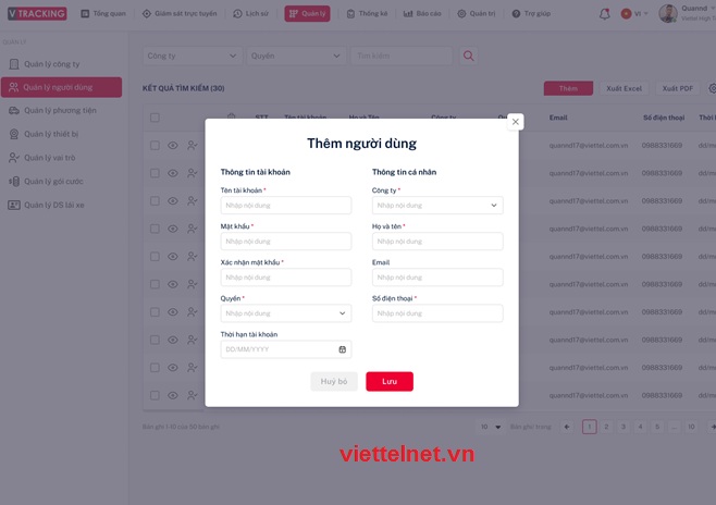 Tạo tài khoản vtracking