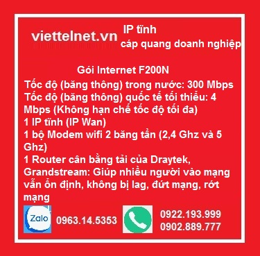 Gói Internet F200N: 300 Mbps, Router cân bằng tải