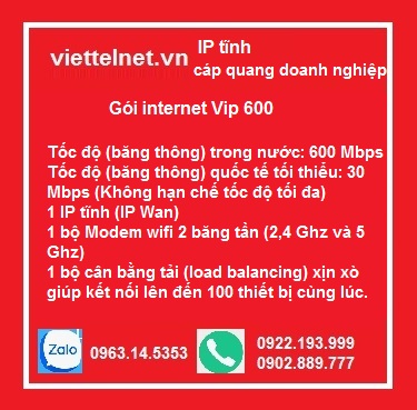 Gói internet Vip 600: 600 Mbps, 100 thiết bị cùng lúc