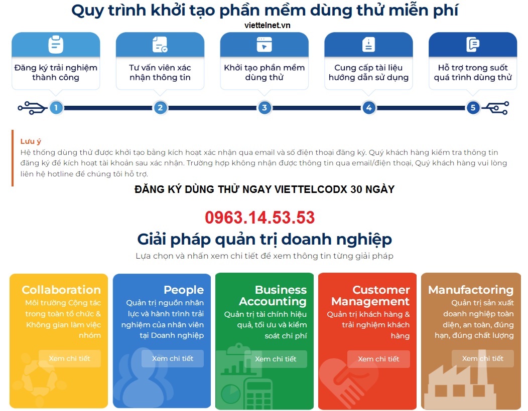 Đăng ký dùng thử ngay ViettelCoDX 30 ngày