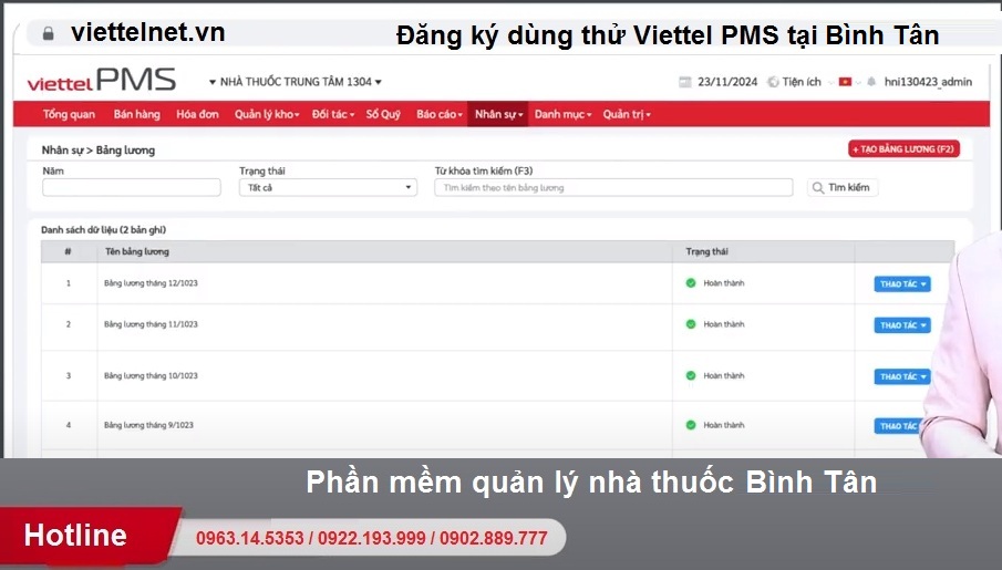 Phần mềm PMS Viettel Bình Tân