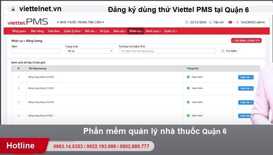 Đăng ký Viettel PMS Q6