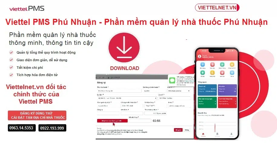 Dùng thử Phần mềm Viettel PMS quản lý nhà thuốc Phú Nhuận