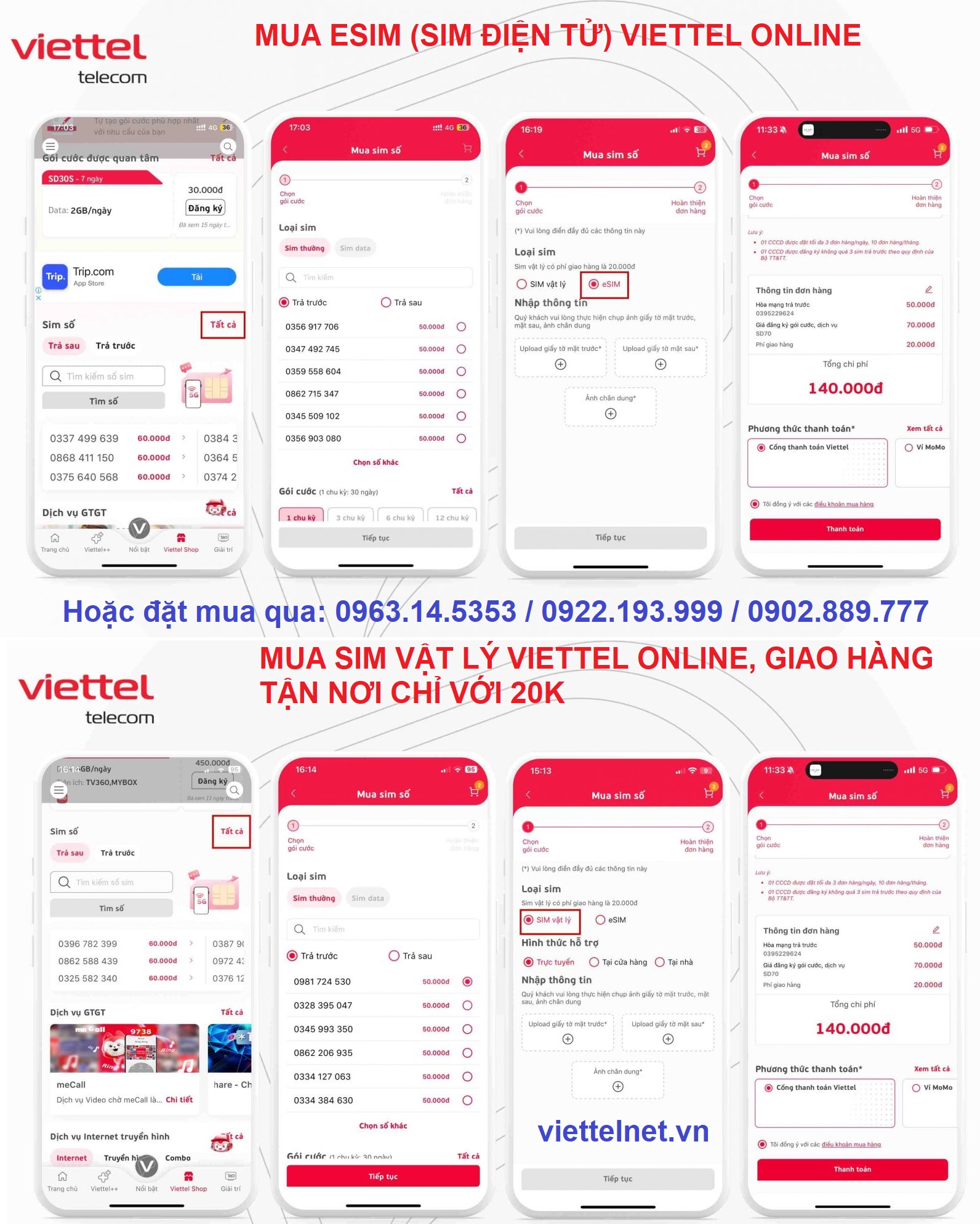 mua sim Viettel online trực tuyến MyViettel