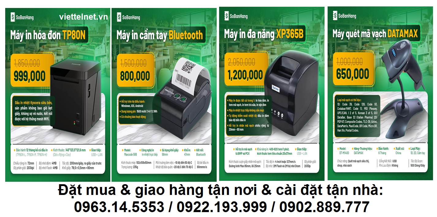 Máy in hóa đơn - Máy quét cầm tay - Máy quét mã vạch - Máy in đa năng