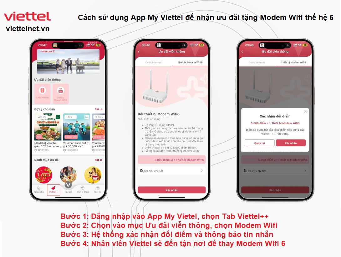 Cách sử dụng App My Viettel để nhận ưu đãi tặng Modem Wifi thế hệ 6