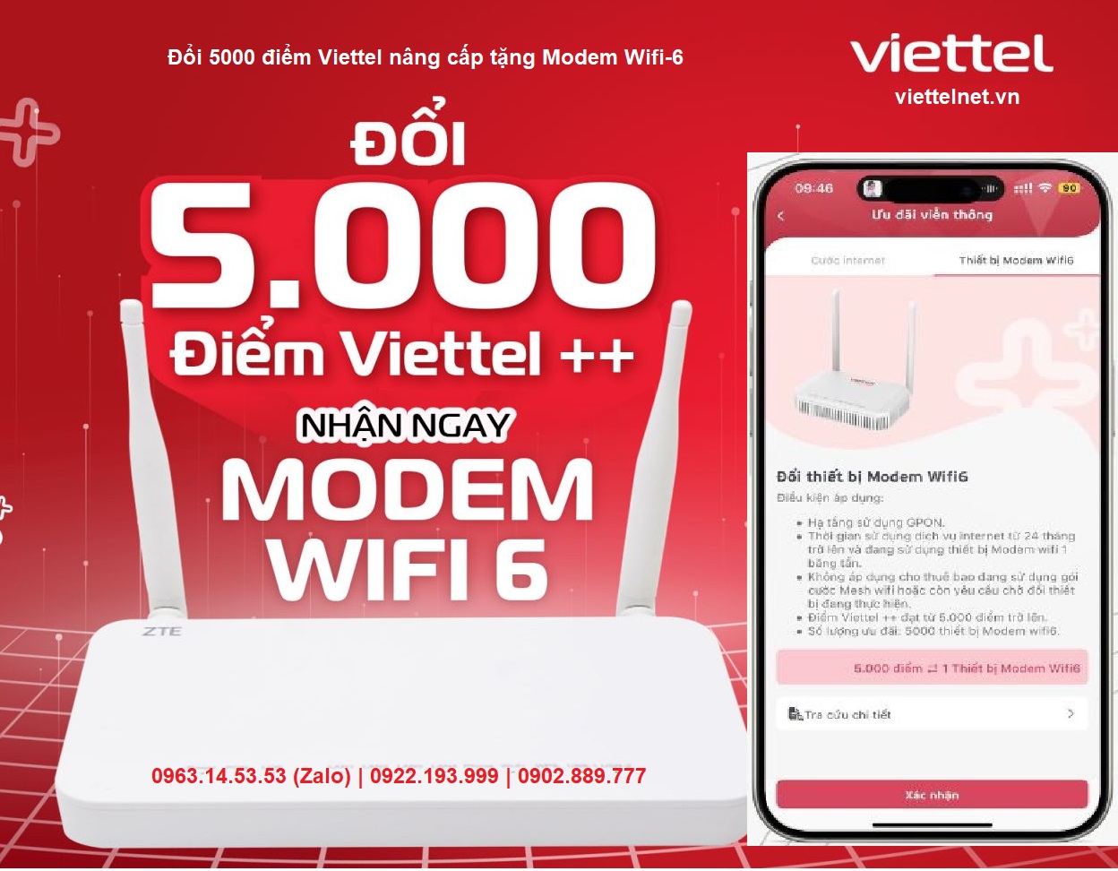 tặng Modem Wifi thế hệ 6