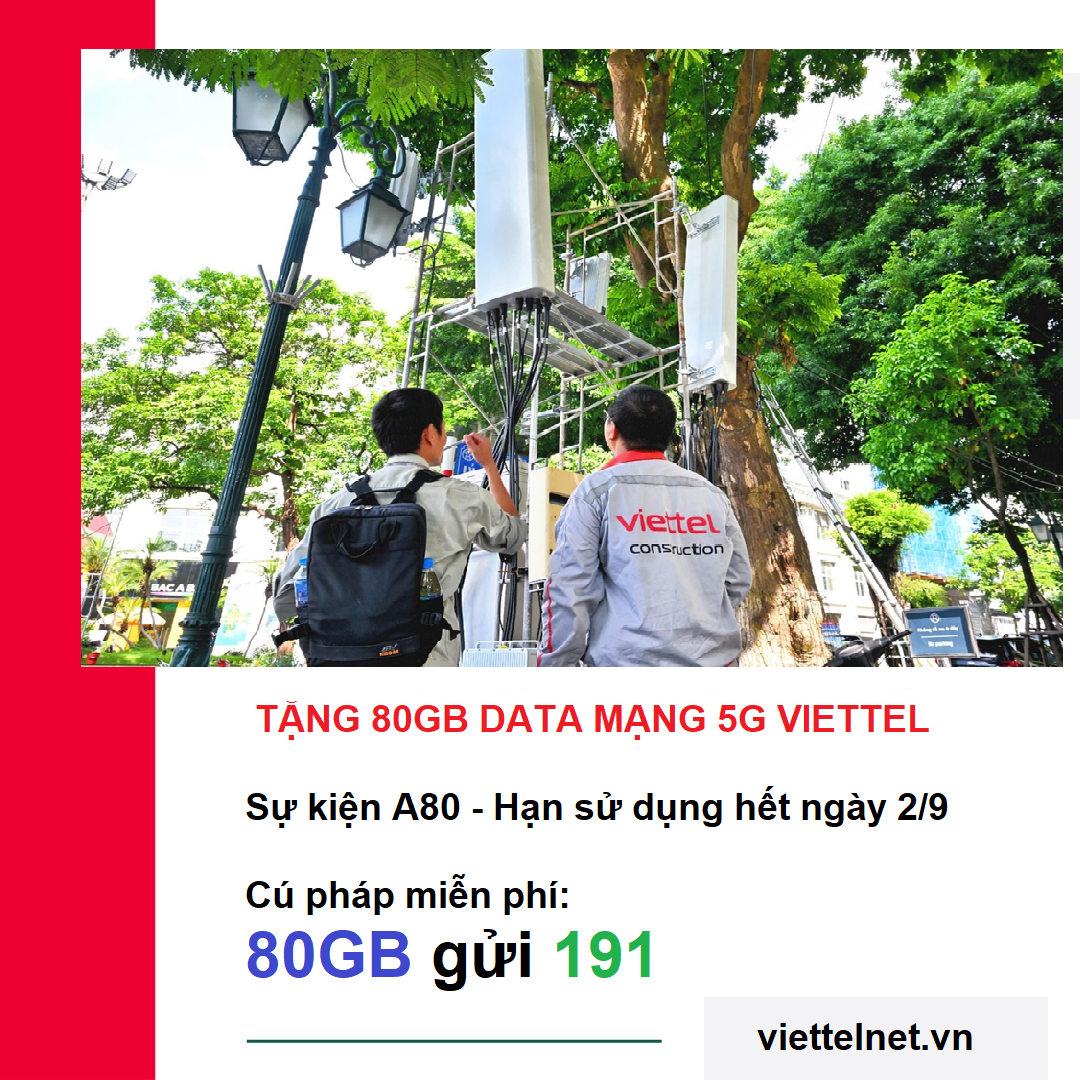 Tặng 80GB data tốc độ cao 5G