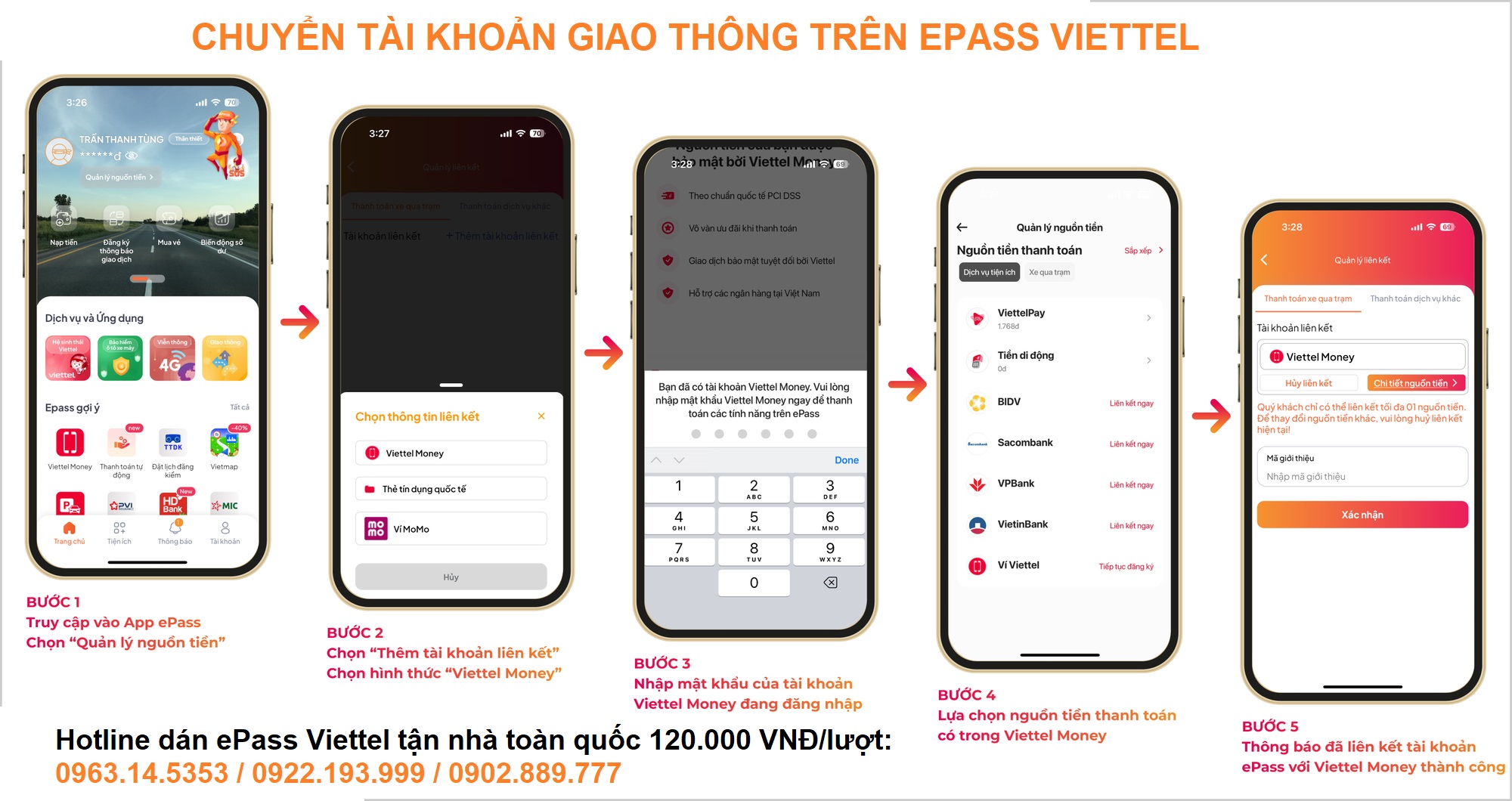 Chuyển tài khoản giao thông trên ePass Viettel