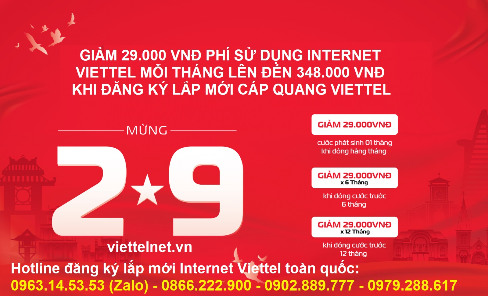 Giảm giá Internet Viettel 29.000VNĐ mỗi tháng khi đăng ký lắp mới