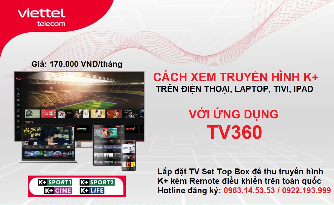 Cách xem K+ trên Internet từ TV360 Viettel