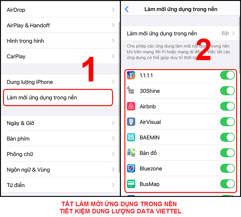 Làm mới ứng dụng trong nền