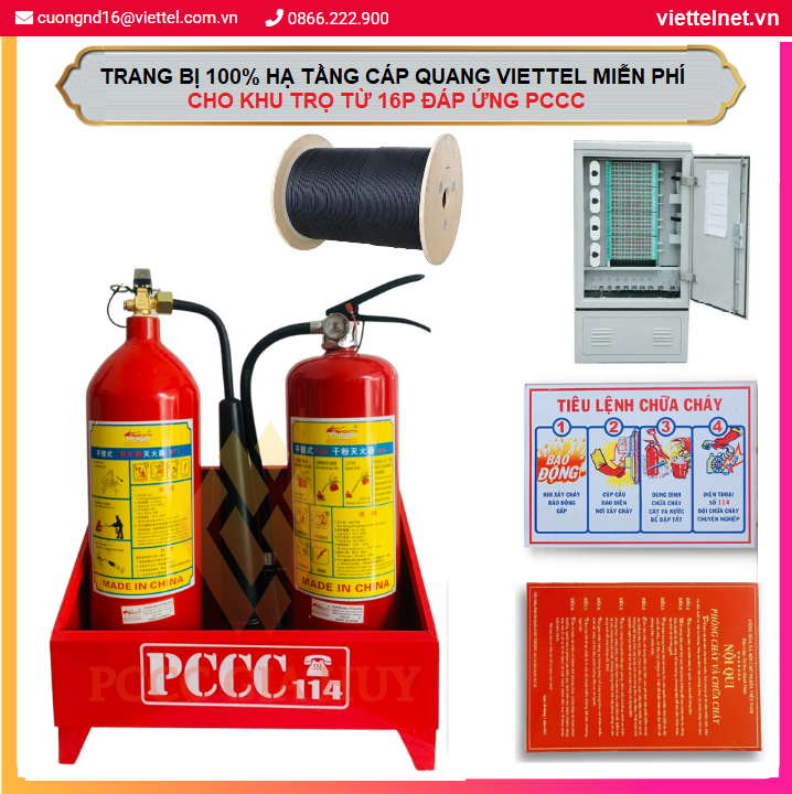 Miễn phí cáp quang khu trọ từ 16 phòng đáp ứng PCCC