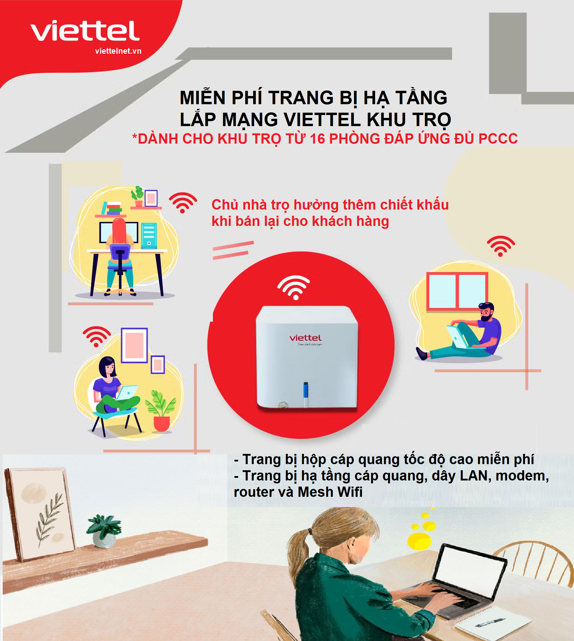 Hạ tầng lắp mạng khu trọ miễn phí