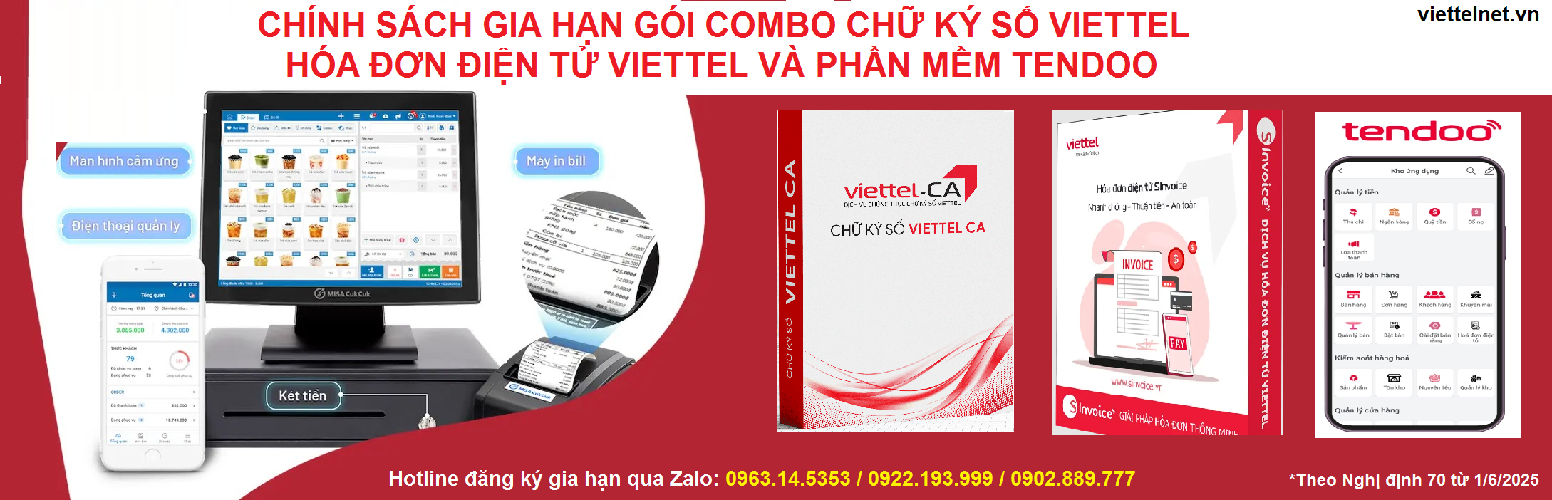 Chính sách gia hạn combo hóa đơn, chữ ký số Tendoo hộ kinh doanh HCM