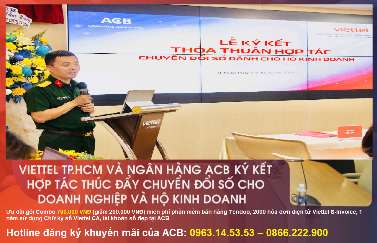 Giảm giá Combo Hóa đơn điện tử hộ kinh doanh khi đăng ký ACB
