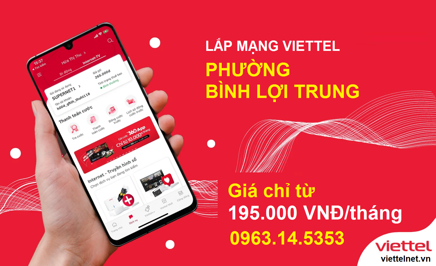Lắp mạng Viettel phường Bình Lợi Trung