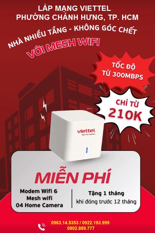 lắp đặt Internet Viettel phường Chánh Hưng