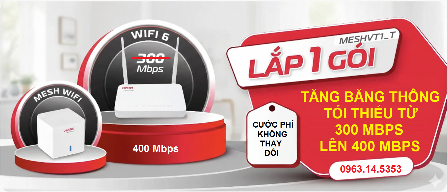 Viettel nâng tốc độ Wifi từ 300Mbps lên 400Mbps
