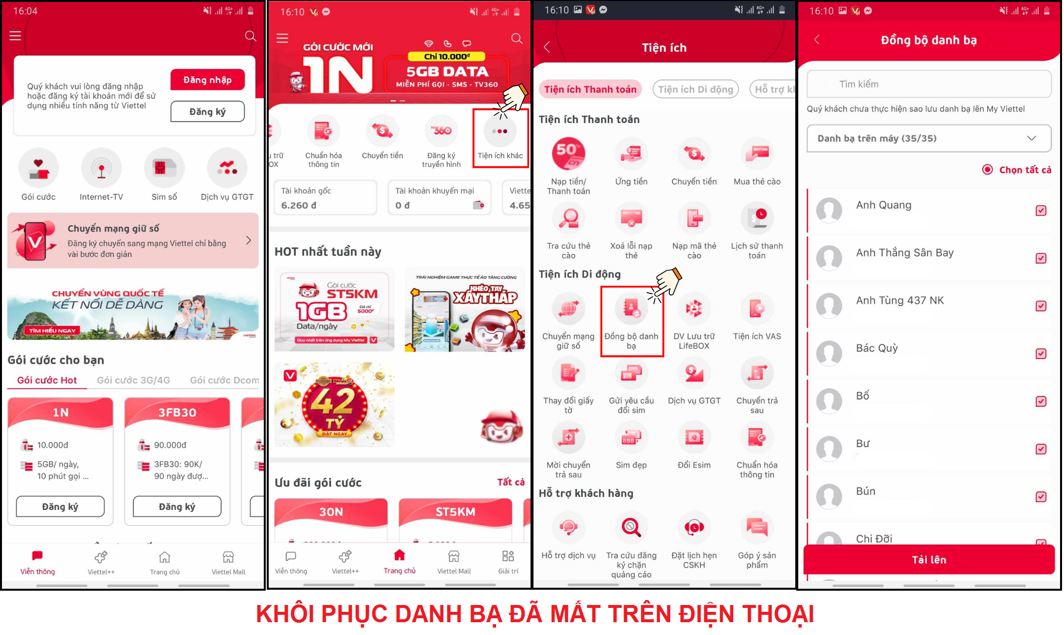 Cách khôi phục danh bạ