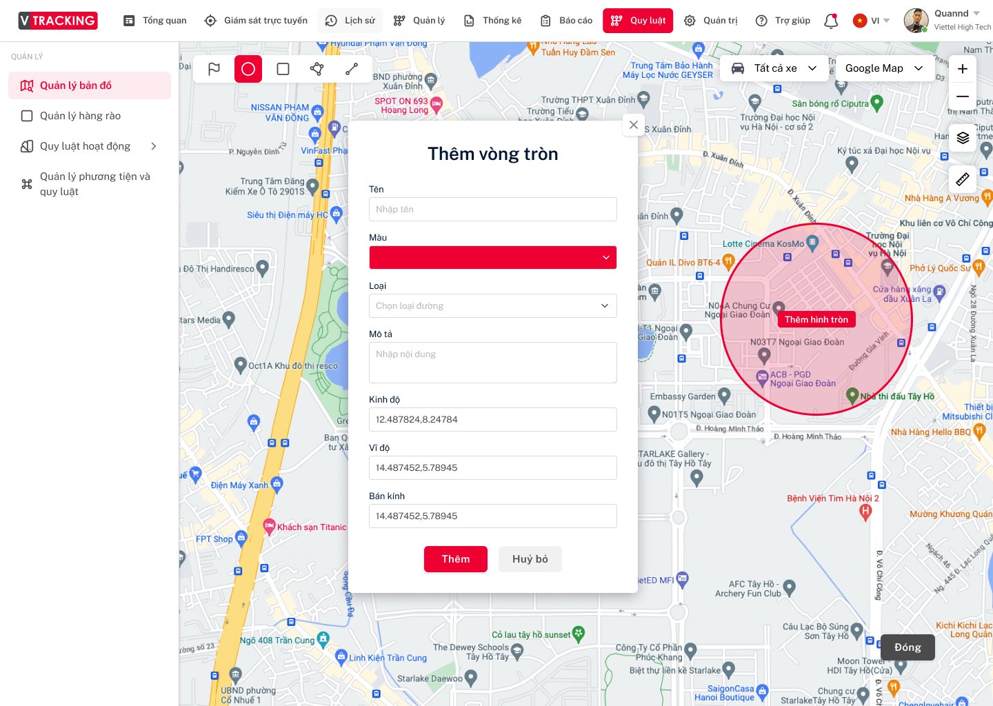 Cấu hình cảnh báo vận hành trên VTracking